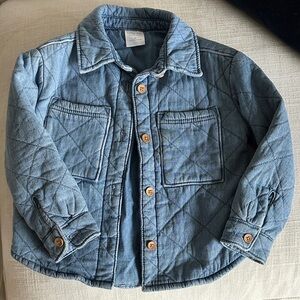 Kids Blue Quilted Jean shacket